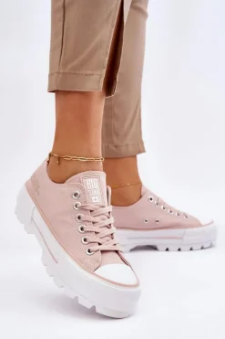 Materiałowe Trampki Na Platformie Big Star LL274151 Nude