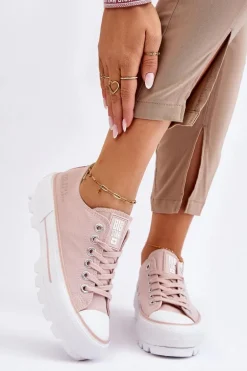 Materiałowe Trampki Na Platformie Big Star LL274151 Nude