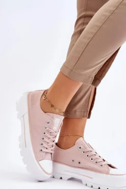 Materiałowe Trampki Na Platformie Big Star LL274151 Nude