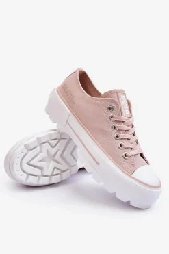 Materiałowe Trampki Na Platformie Big Star LL274151 Nude