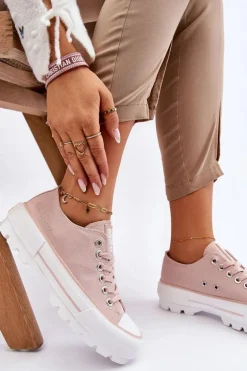 Materiałowe Trampki Na Platformie Big Star LL274151 Nude