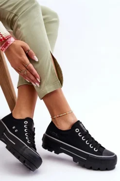 Materiałowe Trampki Na Platformie Big Star LL274149 Czarne