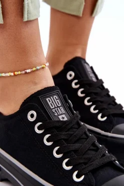 Materiałowe Trampki Na Platformie Big Star LL274149 Czarne