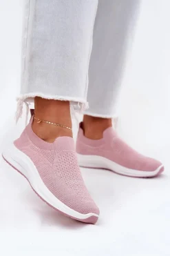 Materiałowe Wsuwane Buty Sportowe Damskie Różowe Astusa