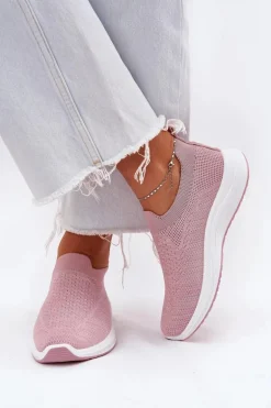 Materiałowe Wsuwane Buty Sportowe Damskie Różowe Astusa