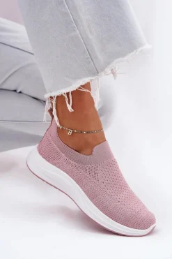Materiałowe Wsuwane Buty Sportowe Damskie Różowe Astusa