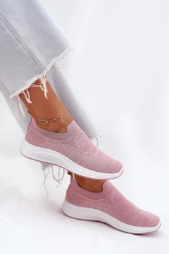 Materiałowe Wsuwane Buty Sportowe Damskie Różowe Astusa