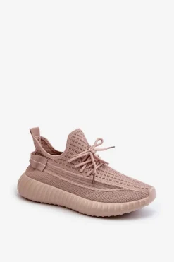 Materiałowe Wsuwane Buty Sportowe Damskie Różowe Nelmarie