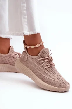 Materiałowe Wsuwane Buty Sportowe Damskie Różowe Nelmarie