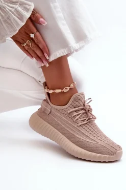 Materiałowe Wsuwane Buty Sportowe Damskie Różowe Nelmarie