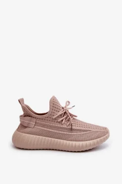 Materiałowe Wsuwane Buty Sportowe Damskie Różowe Nelmarie