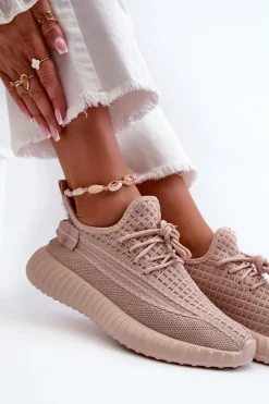 Materiałowe Wsuwane Buty Sportowe Damskie Różowe Nelmarie