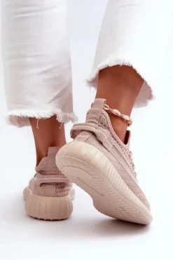 Materiałowe Wsuwane Buty Sportowe Damskie Różowe Nelmarie