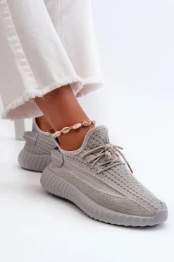 Materiałowe Wsuwane Buty Sportowe Damskie Szare Nelmarie
