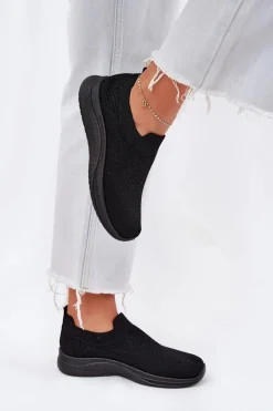 Materiałowe Wsuwane Buty Sportowe Damskie Czarne Astusa