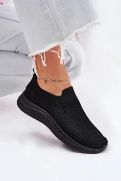 Materiałowe Wsuwane Buty Sportowe Damskie Czarne Astusa