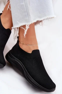 Materiałowe Wsuwane Buty Sportowe Damskie Czarne Astusa