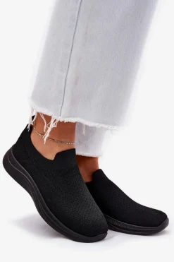 Materiałowe Wsuwane Buty Sportowe Damskie Czarne Astusa