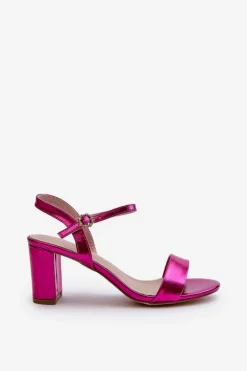 Metaliczne Sandały Na Słupku Fuksja Glindra