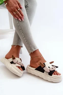 Miękkie I Wygodne Kapcie Damskie Krowy Jasnobeżowe Paivessa