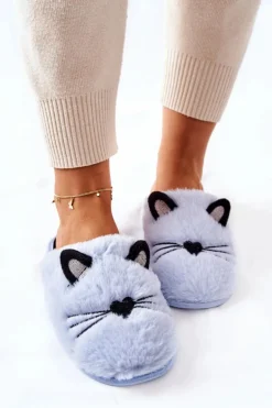 Miękkie Papcie Kotki Z Uszami Niebieskie Distty