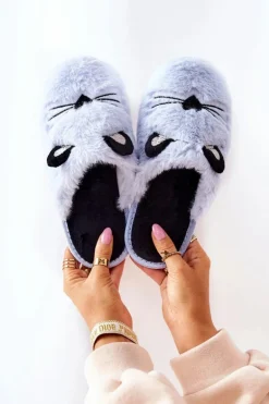 Miękkie Papcie Kotki Z Uszami Niebieskie Distty