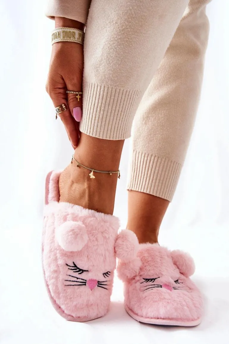 Miękkie Papcie Myszki Z Uszami Różowe Luise