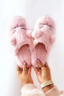 Miękkie Papcie Myszki Z Uszami Różowe Luise