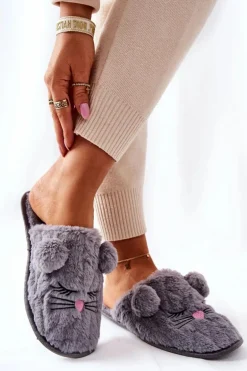 Miękkie Papcie Myszki Z Uszami Szare Luise