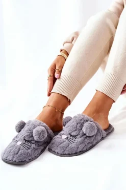 Miękkie Papcie Myszki Z Uszami Szare Luise