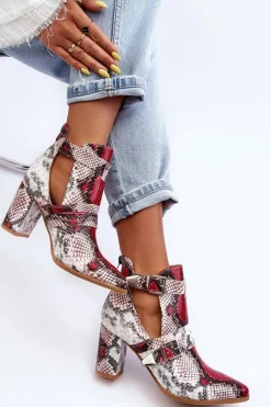 Modne Botki Na Słupku Z Wycięciami Wielobarwne Suelo