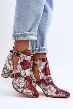 Modne Botki Na Słupku Z Wycięciami Wielobarwne Suelo