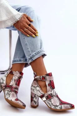 Modne Botki Na Słupku Z Wycięciami Wielobarwne Suelo
