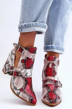 Modne Botki Na Słupku Z Wycięciami Wielobarwne Suelo