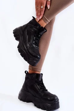 Modne Botki Trapery Memory Foam Big Star KK274371 Czarne