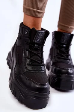 Modne Botki Trapery Memory Foam Big Star KK274371 Czarne