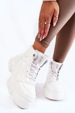 Modne Botki Trapery Memory Foam Big Star KK274369 Białe