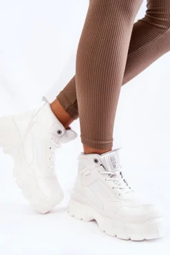 Modne Botki Trapery Memory Foam Big Star KK274369 Białe