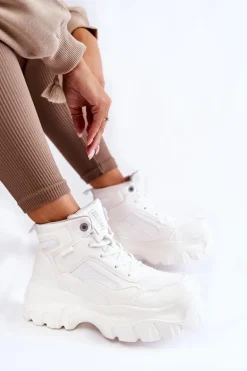 Modne Botki Trapery Memory Foam Big Star KK274369 Białe