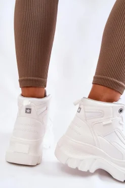 Modne Botki Trapery Memory Foam Big Star KK274369 Białe