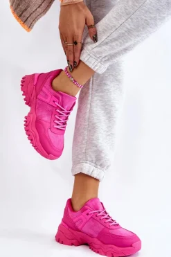 Modne Buty Sportowe Sneakersy Fuksja Frezio