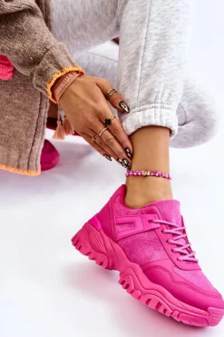 Modne Buty Sportowe Sneakersy Fuksja Frezio