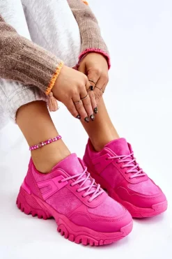 Modne Buty Sportowe Sneakersy Fuksja Frezio