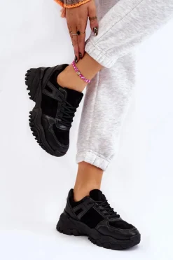 Modne Buty Sportowe Sneakersy Czarne Frezio