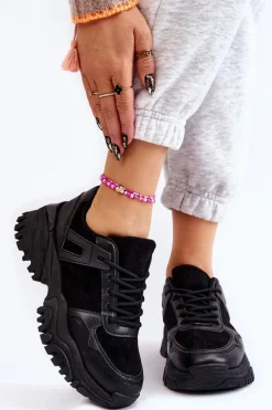 Modne Buty Sportowe Sneakersy Czarne Frezio