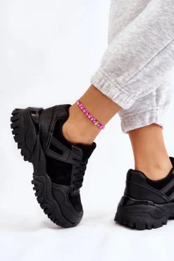 Modne Buty Sportowe Sneakersy Czarne Frezio