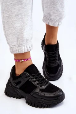 Modne Buty Sportowe Sneakersy Czarne Frezio