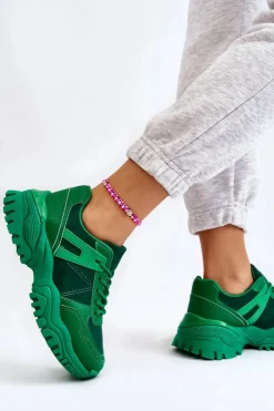 Modne Buty Sportowe Sneakersy Zielone Frezio