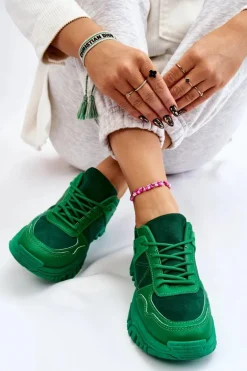 Modne Buty Sportowe Sneakersy Zielone Frezio