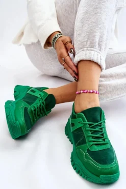 Modne Buty Sportowe Sneakersy Zielone Frezio